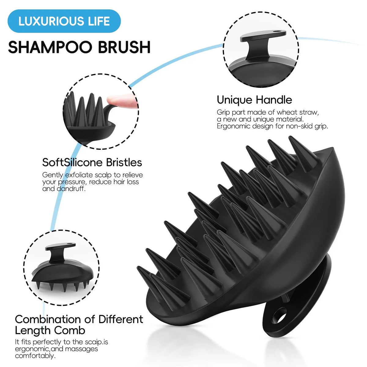 Silicone Bath Brush Set, Portable Non-Slip Skin-Friendly Face and Back Brush, Body Scrubber with Foot Scrubber, Exfoliating Bath Accessories, Body Care Tool #GLOBAL PICKS