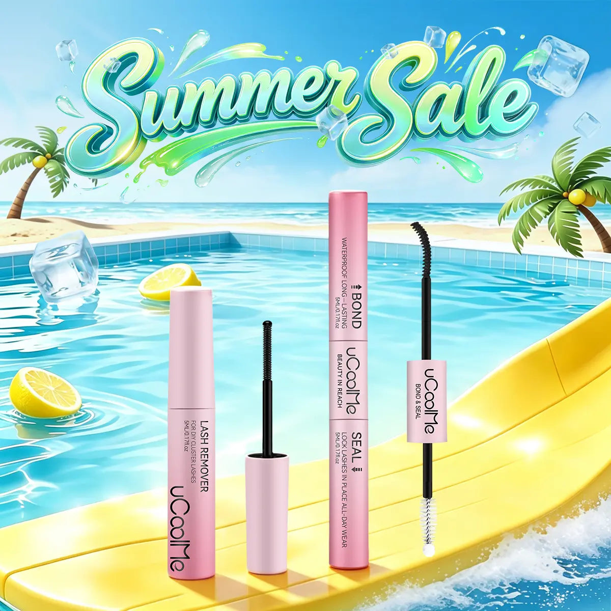 Ucoolme [New Upgrade] 2-In-1 Bond & Seal Waterproof Lash Cluster Glue - Strong-Hold, Beginner-Friendly Cosmetic Adhesive with Included Makeup Remover, Beauty Products, Eyelash Clusters, Waterproof Lash Clusters,Sunscreen