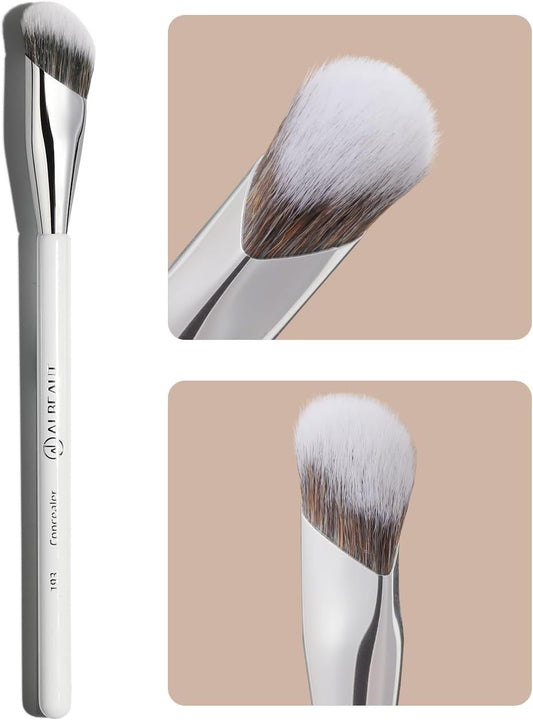 Precision Concealer Brush for Flawless Under Eye Makeup - Vegan Angled Blending Tool for Dark Circles & Nose Contour