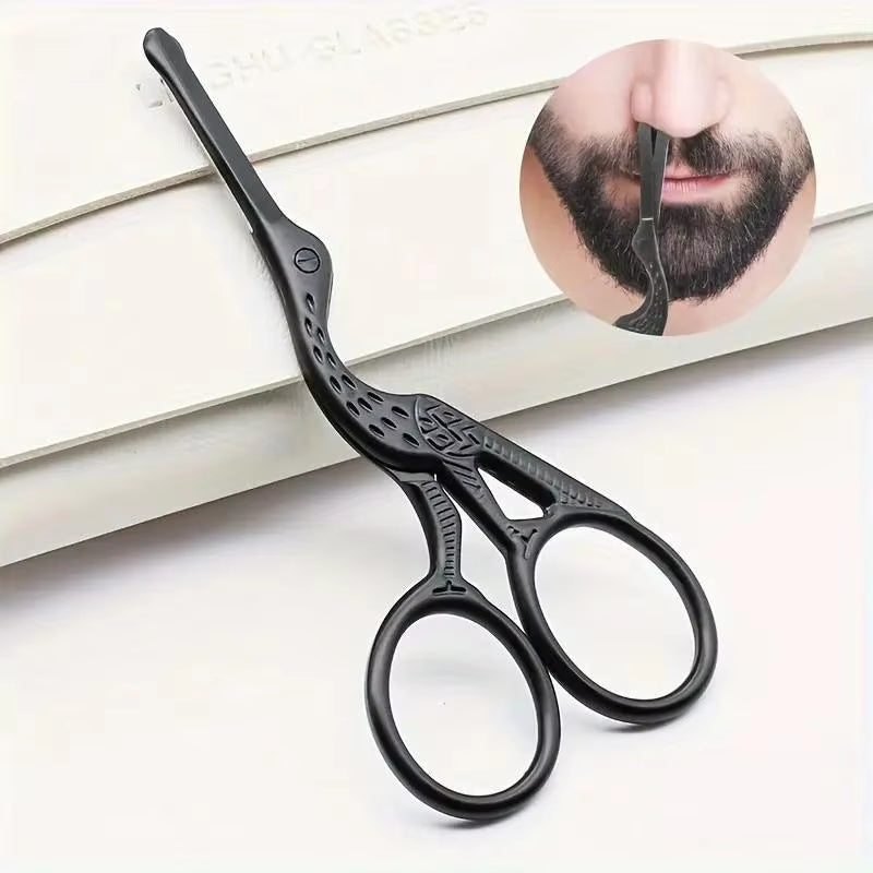 Precision Round Head Stainless Steel Nose Hair Scissors – Perfect for Eyebrows, Beard, and Ear Hair Grooming