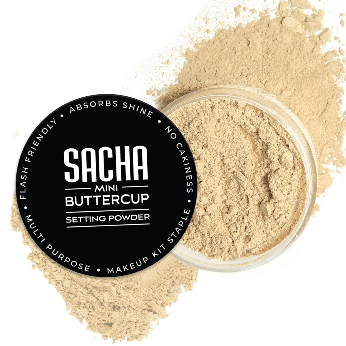 Sacha Buttercup Setting Powder for Medium to Deep Skin Tones – Translucent Loose Face Powder, Flashback-Resistant, Oil Control, Long-Wear Matte Finish (1.75 Oz)