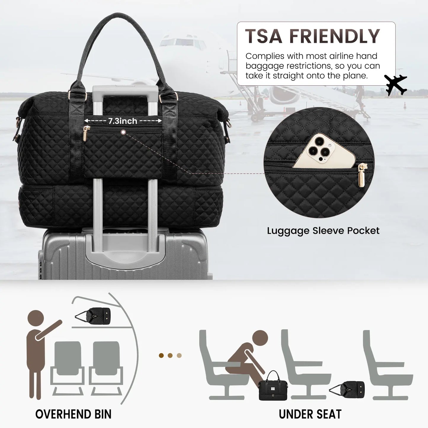 LOVEVOOK Weekender Bag Travel Duffel Bag with Shoe Compartment and Toiletry Bag for Women, Hospital Bag for Mom, Carry on Overnight Bag, Travel Essentials. Tiktokshopbacktoschool