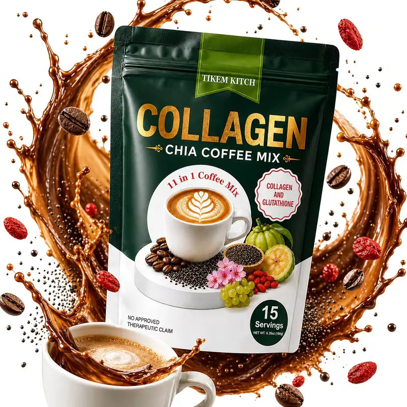 10/20 Pcs Sugar-Free 11-In-1 Robusta Collagen Coffee Sachets - 12G Daily Bean Blend with Chia Seeds, Goji Berries, Smooth Rich Dietary Supplement for Fitness & Healthcare, Smooth, Rich Coffee