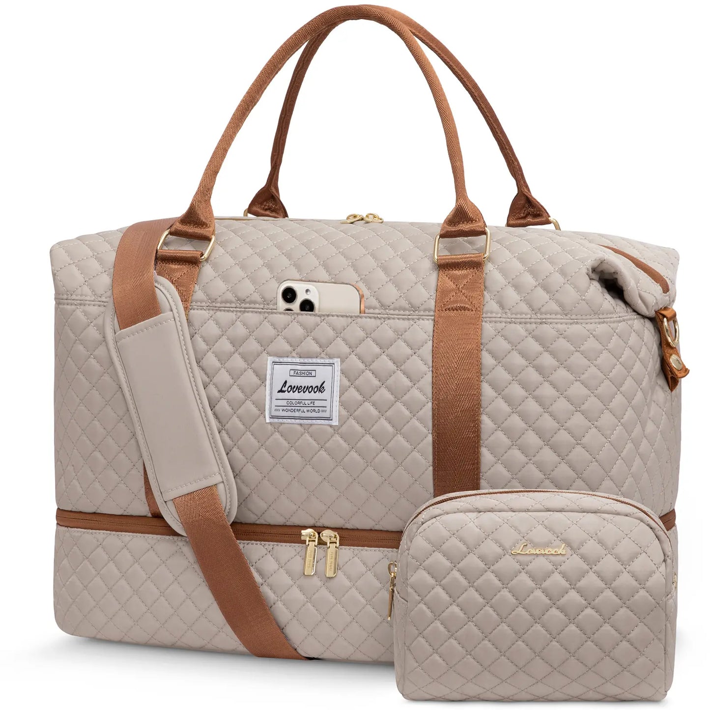 LOVEVOOK Weekender Bag Travel Duffel Bag with Shoe Compartment and Toiletry Bag for Women, Hospital Bag for Mom, Carry on Overnight Bag, Travel Essentials. Tiktokshopbacktoschool
