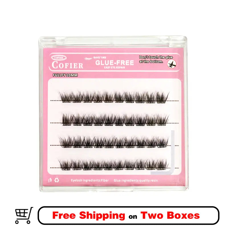 COFIER Fuzzy Volume Lash Kit - 12Mm-20Mm Length, No Glue Needed, Self-Grafting, Beginner Friendly Eyelashes Makeup Cosmetic Flawless #Summervibes