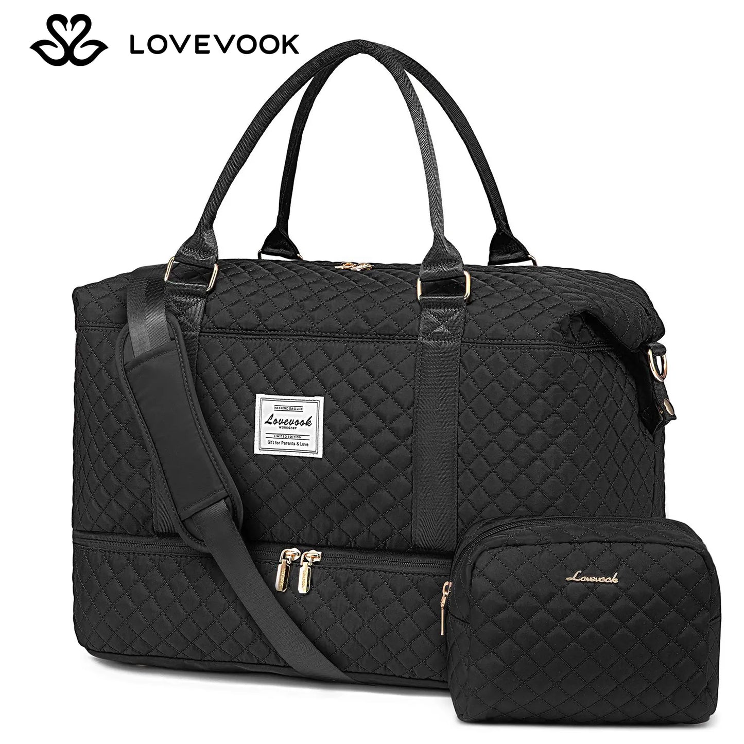 LOVEVOOK Weekender Bag Travel Duffel Bag with Shoe Compartment and Toiletry Bag for Women, Hospital Bag for Mom, Carry on Overnight Bag, Travel Essentials. Tiktokshopbacktoschool