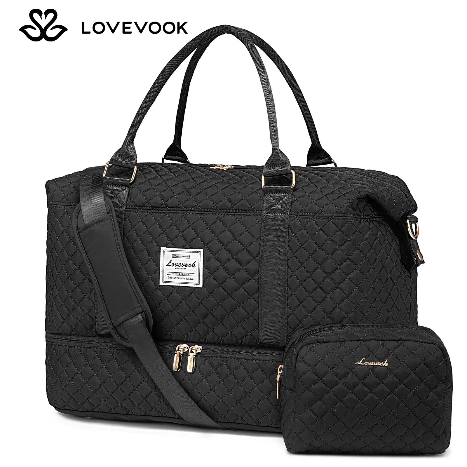 LOVEVOOK Weekender Bag Travel Duffel Bag with Shoe Compartment and Toiletry Bag for Women, Hospital Bag for Mom, Carry on Overnight Bag, Travel Essentials. Tiktokshopbacktoschool