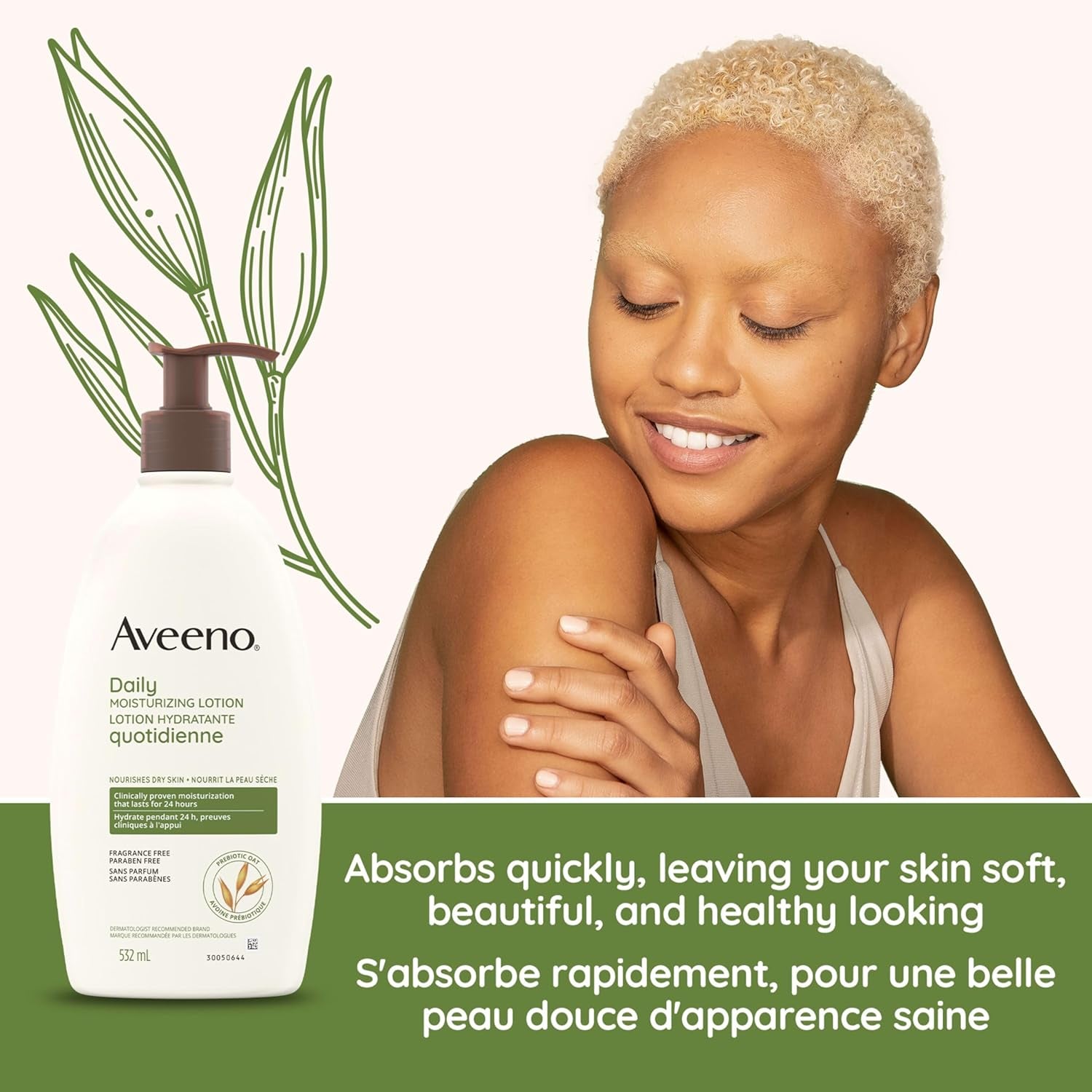 Daily Moisturizing Lotion for Dry Skin, Non-Comedogenic with Prebiotic Oat, Fragrance-Free, 532ml