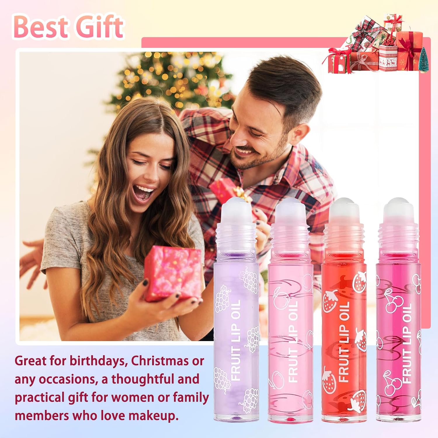 Indulge Your Lips with Our 4-Piece Fruit-Flavored Lip Oil Set - Hydrating, Non-Sticky, and Perfect for Every Occasion!