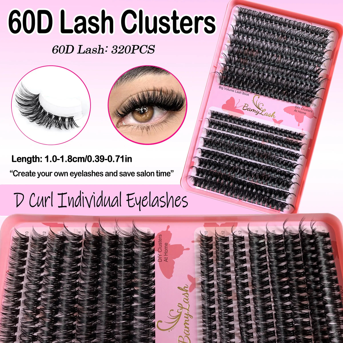 1920Pcs Mixed Styles Lash Clusters Kit (4 Boxes, 30D-60D, 10-18Mm Wispy), Portable Makeup Bag Kit with Lash Bond and Seal, Natural Studio Effect Individual Eyelashes Extensions