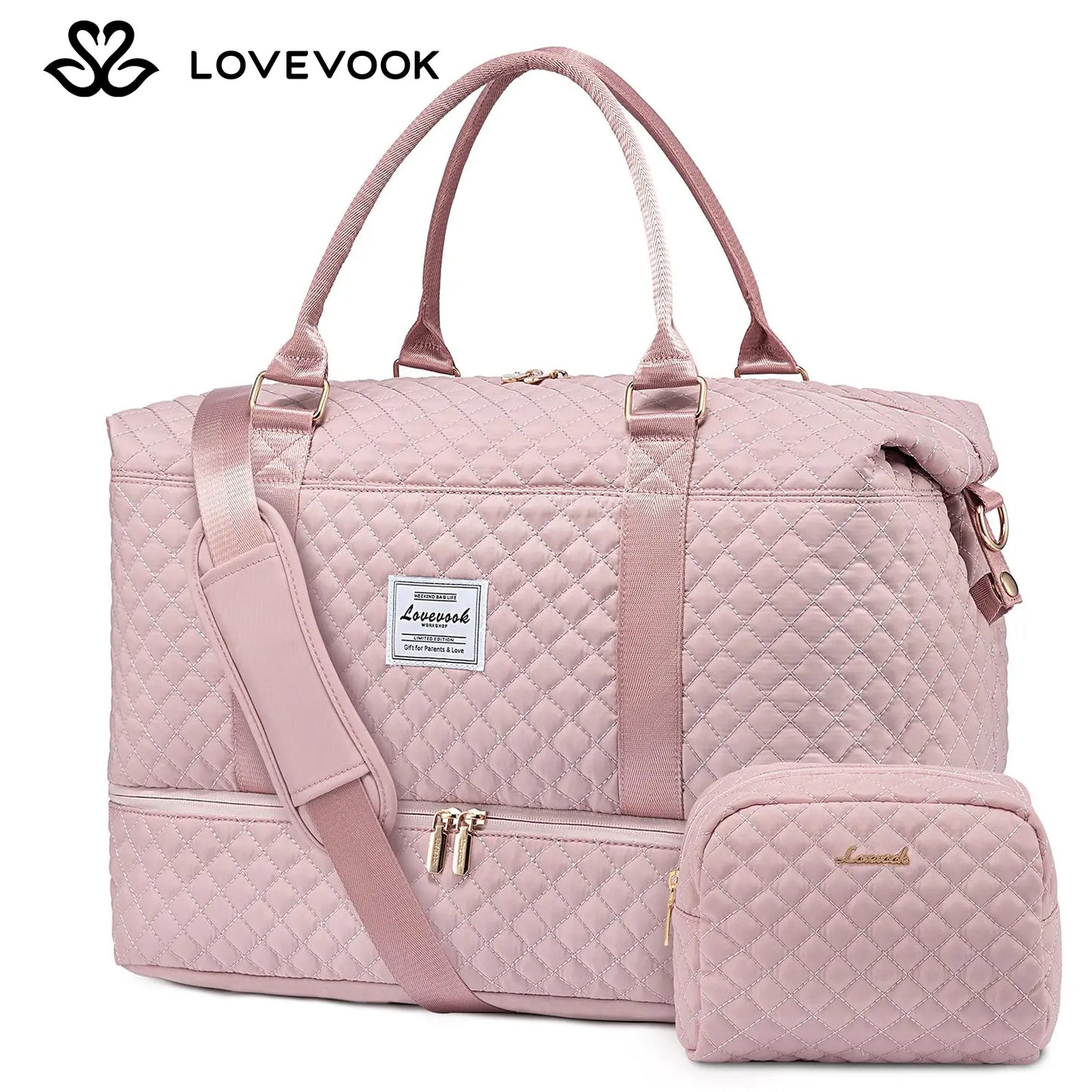 LOVEVOOK Weekender Bag Travel Duffel Bag with Shoe Compartment and Toiletry Bag for Women, Hospital Bag for Mom, Carry on Overnight Bag, Travel Essentials. Tiktokshopbacktoschool