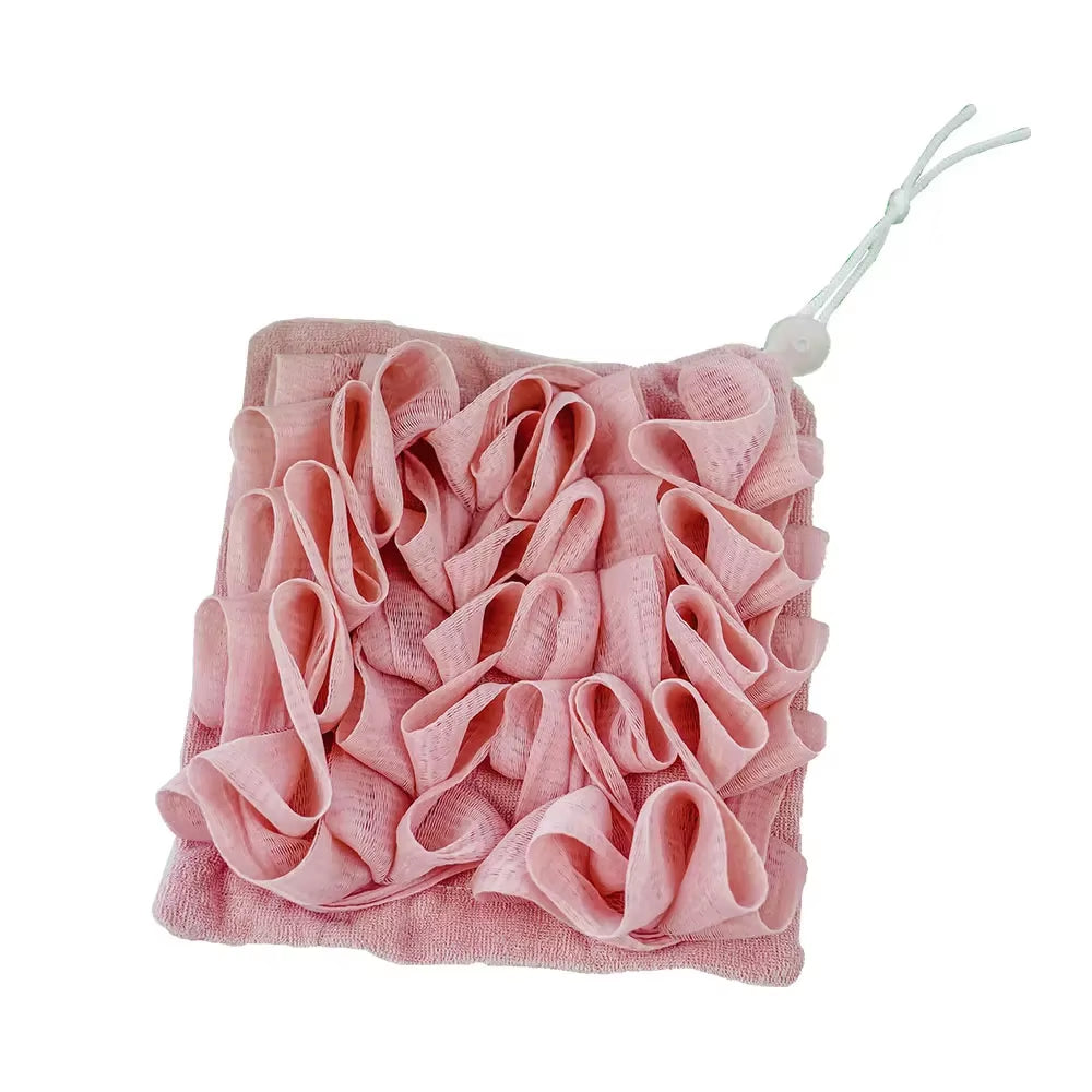 Soft Exfoliating 2-in-1 Bath Loofah with Drawstring Soap Closure - Reusable Mesh Shower Sponge for Enhanced Skin Care