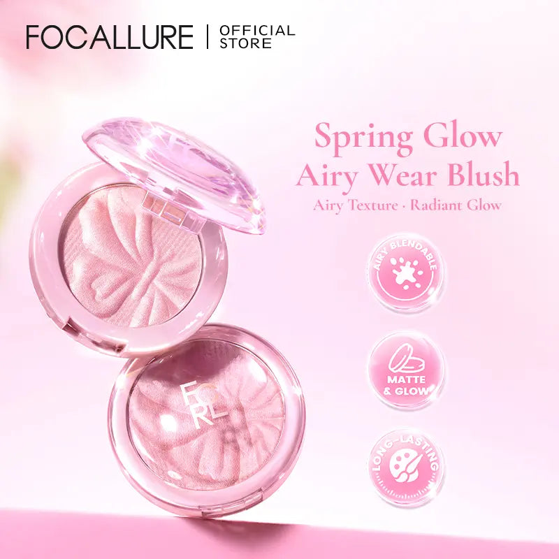FOCALLURE Airy-Wear Embossed Blush, 55°C Baked Powder Blush, Dual Matte & Satin Finish, Buildable Ultra-Blendable, All-Day Natural Flush Daily Makeup, Multiple Shades,Sohochic