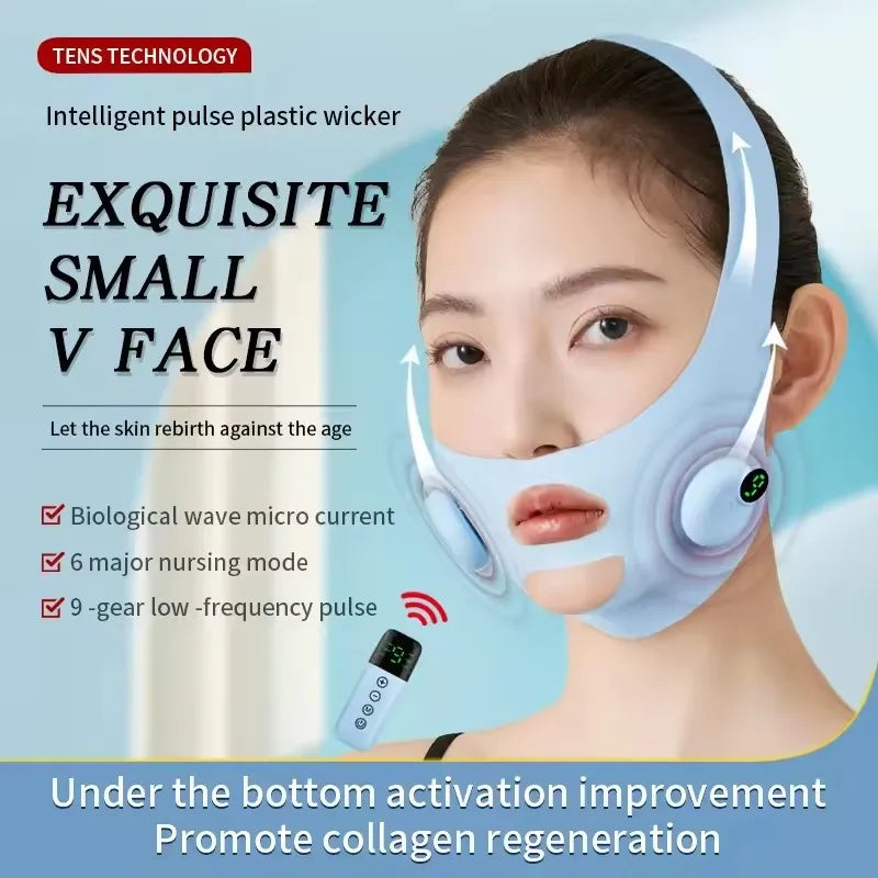 V-Shaped Face Machine Double Chin Reducer, Electric Double Chin Reducer & Face Lifting Device with 6 Modes 9 Intensity Levels