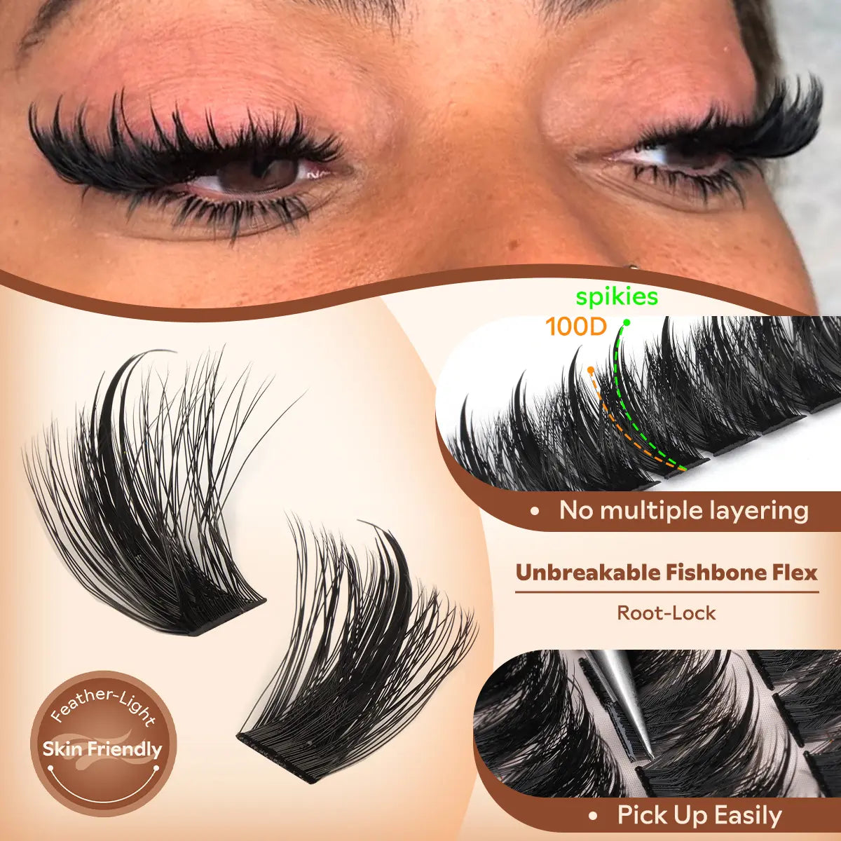 Goddvenus Spiky Slay Manga Lash Clusters with Spikes Pre-Spikes Wispy Cluster Eyelash Extensions Fluffy Anime Eyelashes Clusters Reusable Faux Mink Fairy Individual Lash Extension D Curve 12-18Mm 204 Pieces - Cosmetic, Makeup