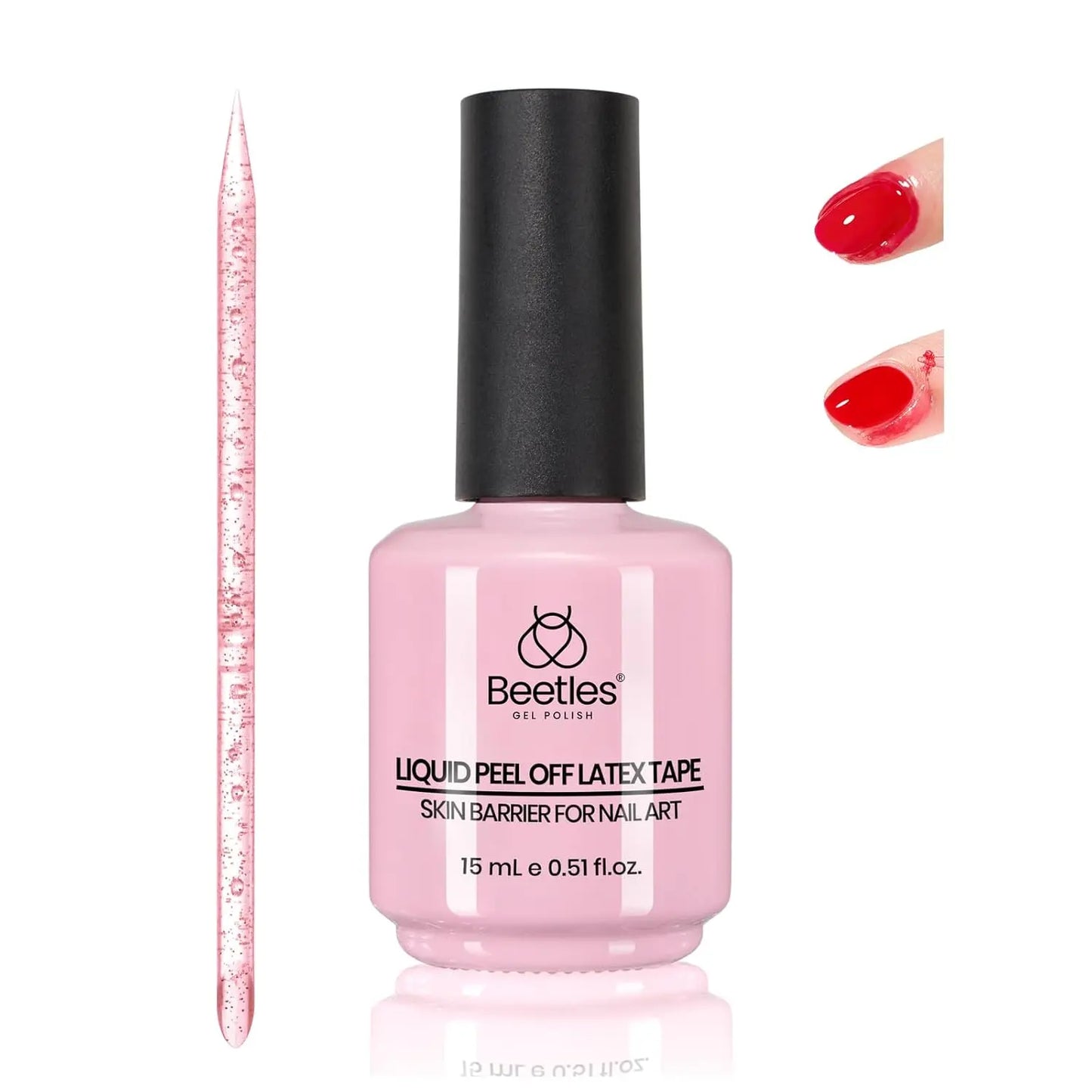 Beetles Liquid Latex for Nail- Peel off Nail Polish Cuticle Guard with Plastic Nail Care Stick Nails Design Air-Dry Liquid Latex Barrier for Protector Fingers