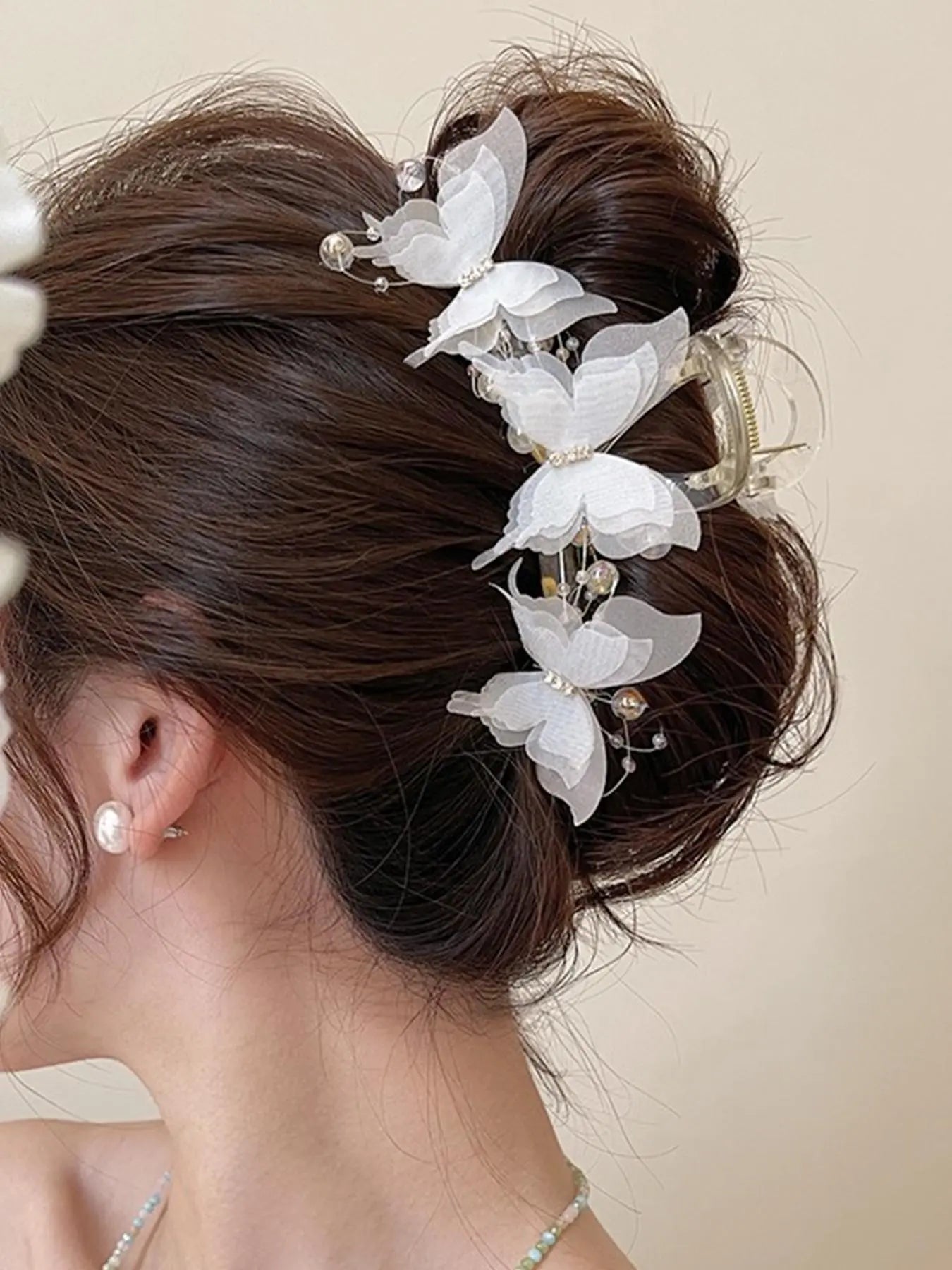 Women'S Elegant Rhinestone Decorated Butterfly Design Hair Claw, Exquisite Trendy Hair Claw for Fall Festival, Fashionable Hair Accessories for Women & Girls, Birthday Gifts