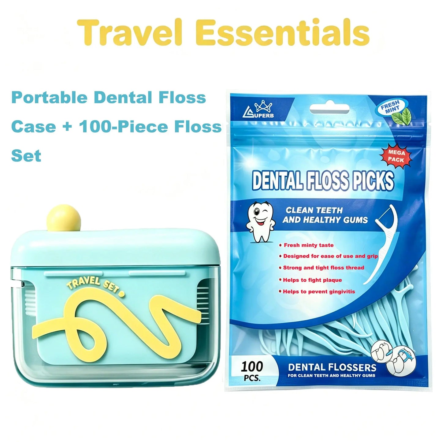 Travel-Sized Storage Case - Features an Automatic Pop-Up Dispenser, Portable and Refillable, Perfect for Oral Care at Home, in Restaurants, and While Traveling.
