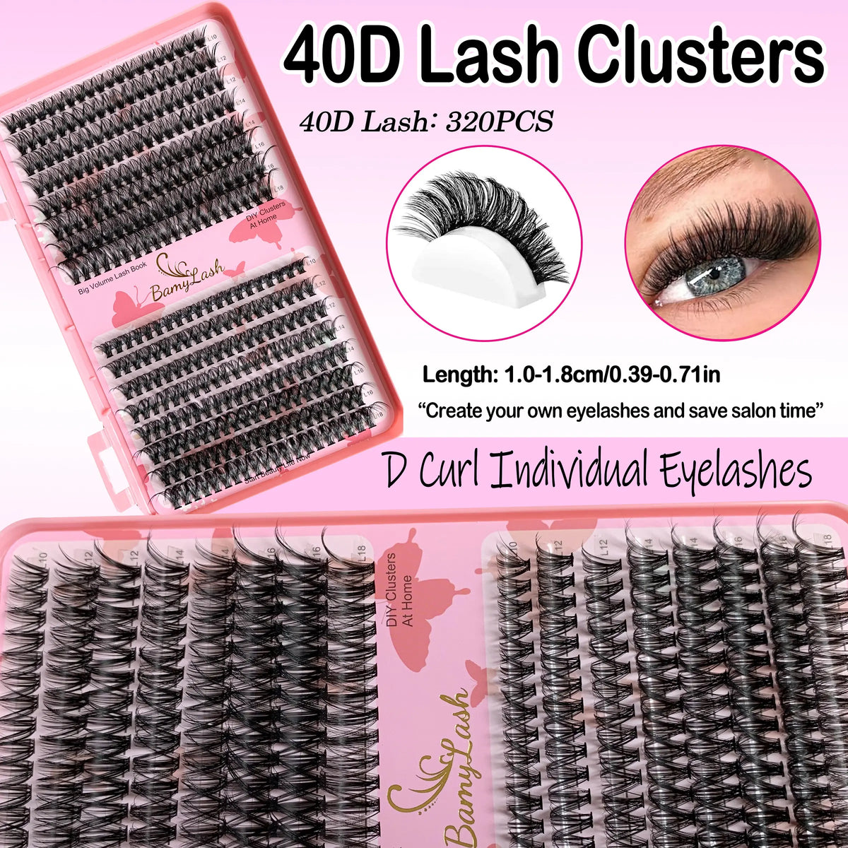 1920Pcs Mixed Styles Lash Clusters Kit (4 Boxes, 30D-60D, 10-18Mm Wispy), Portable Makeup Bag Kit with Lash Bond and Seal, Natural Studio Effect Individual Eyelashes Extensions