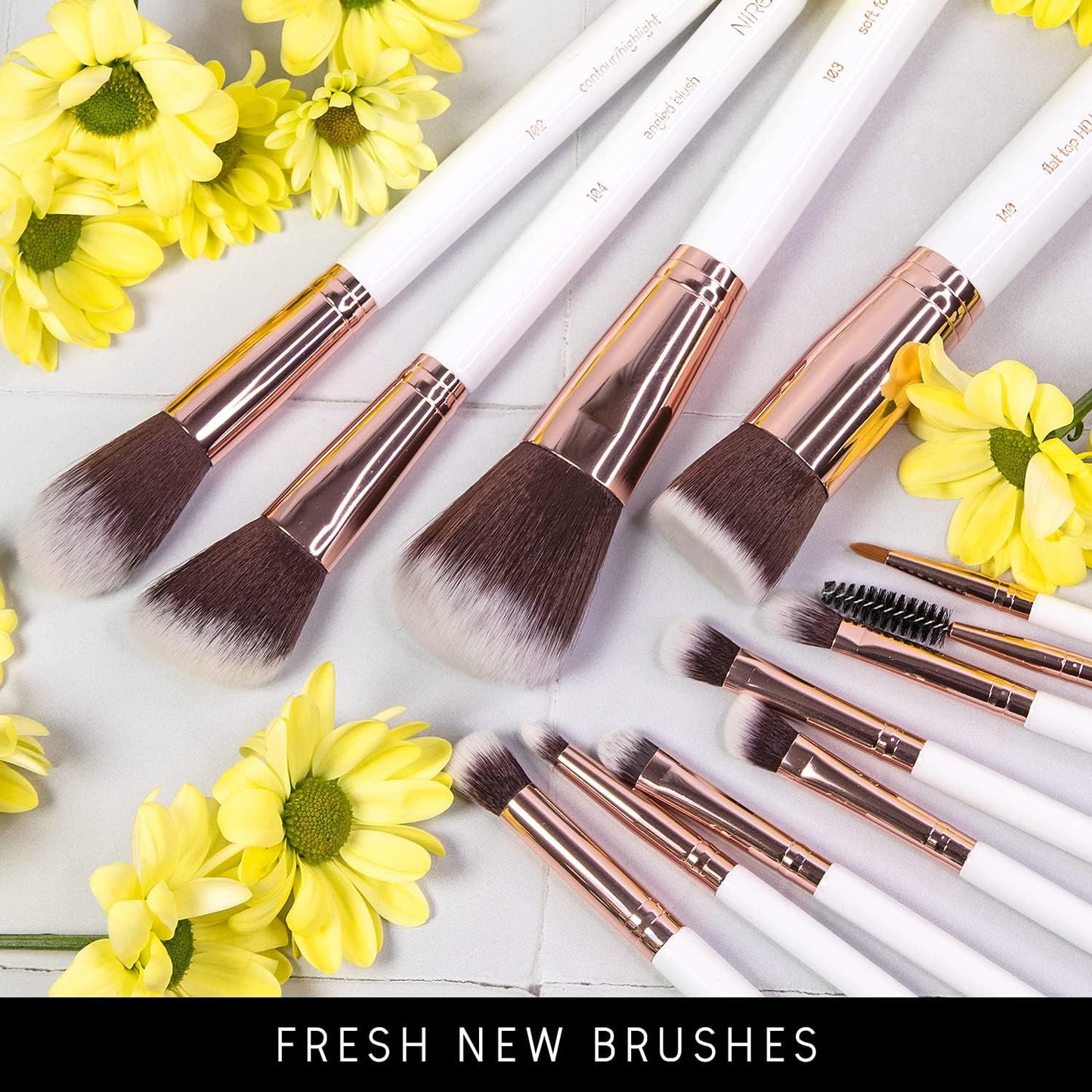 15-Piece Award-Winning Professional Makeup Brush Set - Vegan Brushes with Case, Sponge, Cleaner, and Guide in Gift Box