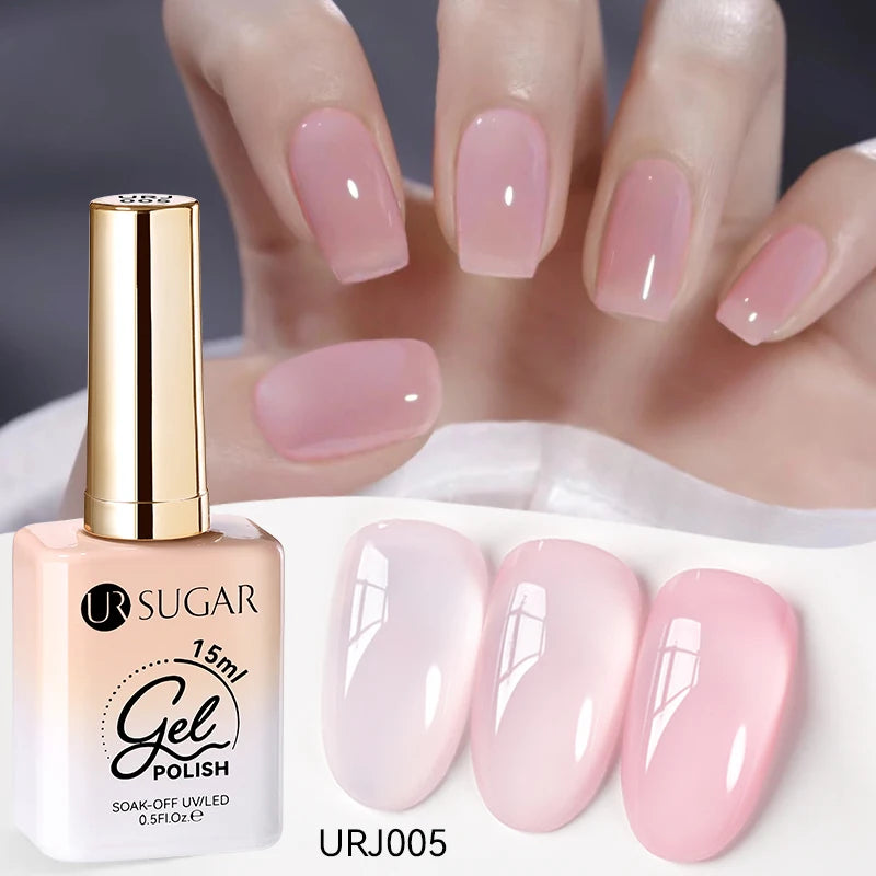 Transform Your Nails with 15ml Jelly Milky White Translucent Gel Polish - Semi-Permanent UV Nail Art Varnish for Stunning Results