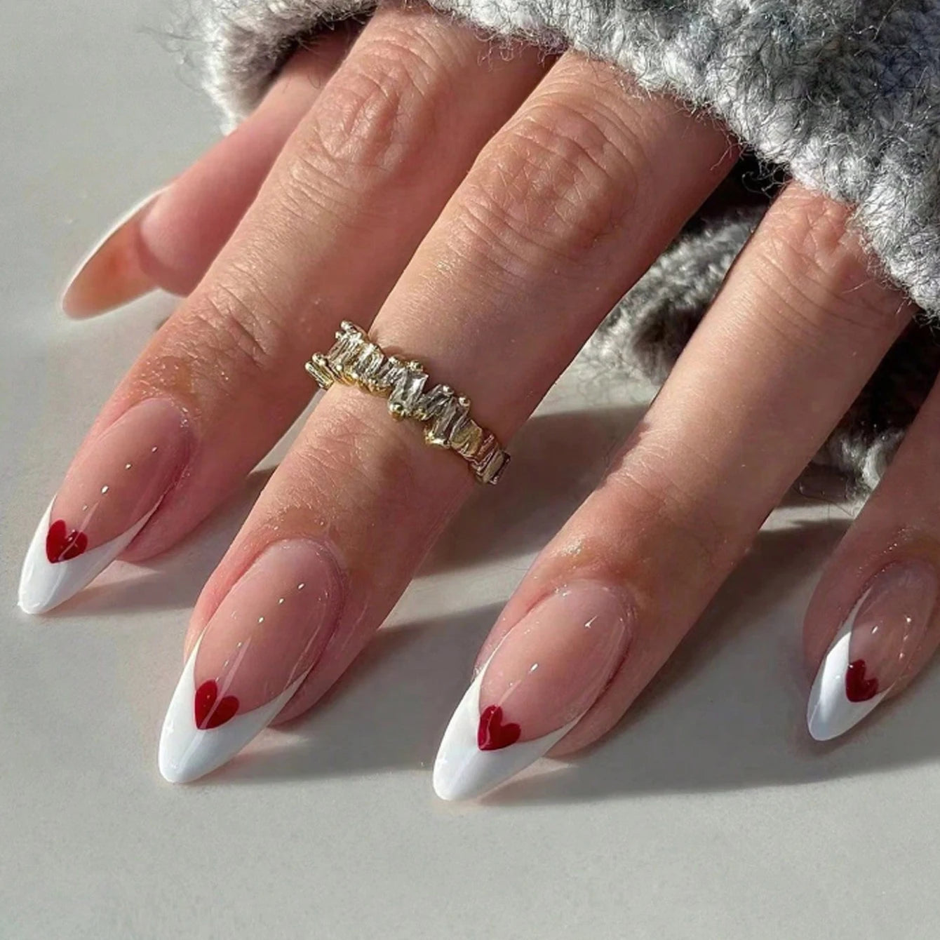 Elevate Your Style with 24Pcs Short Square Fake Nails - Cute Bride Heart White French Tips for Effortless Glam!