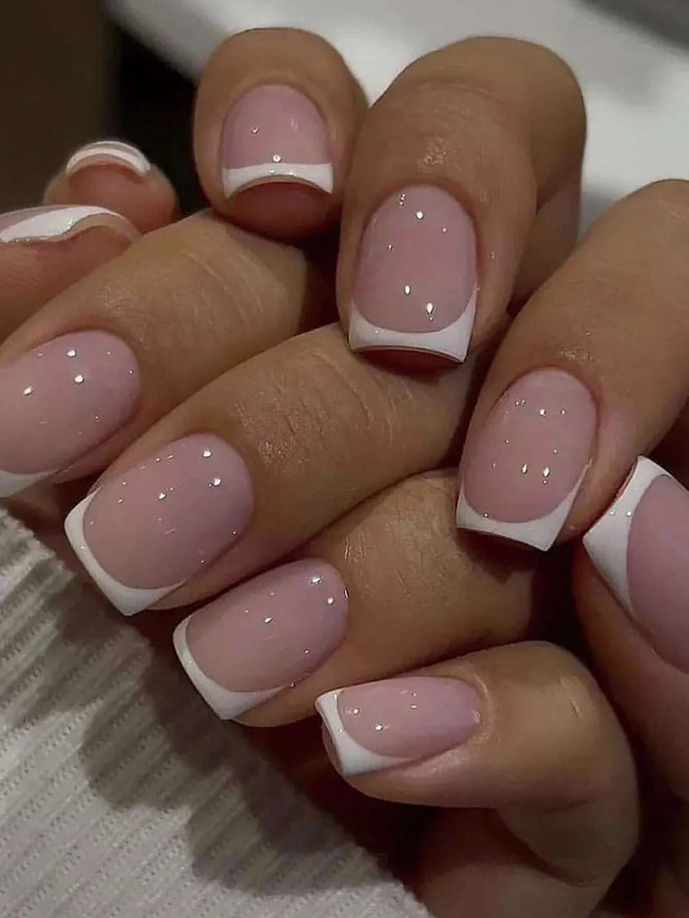 Elevate Your Style with 24Pcs Short Square Fake Nails - Cute Bride Heart White French Tips for Effortless Glam!