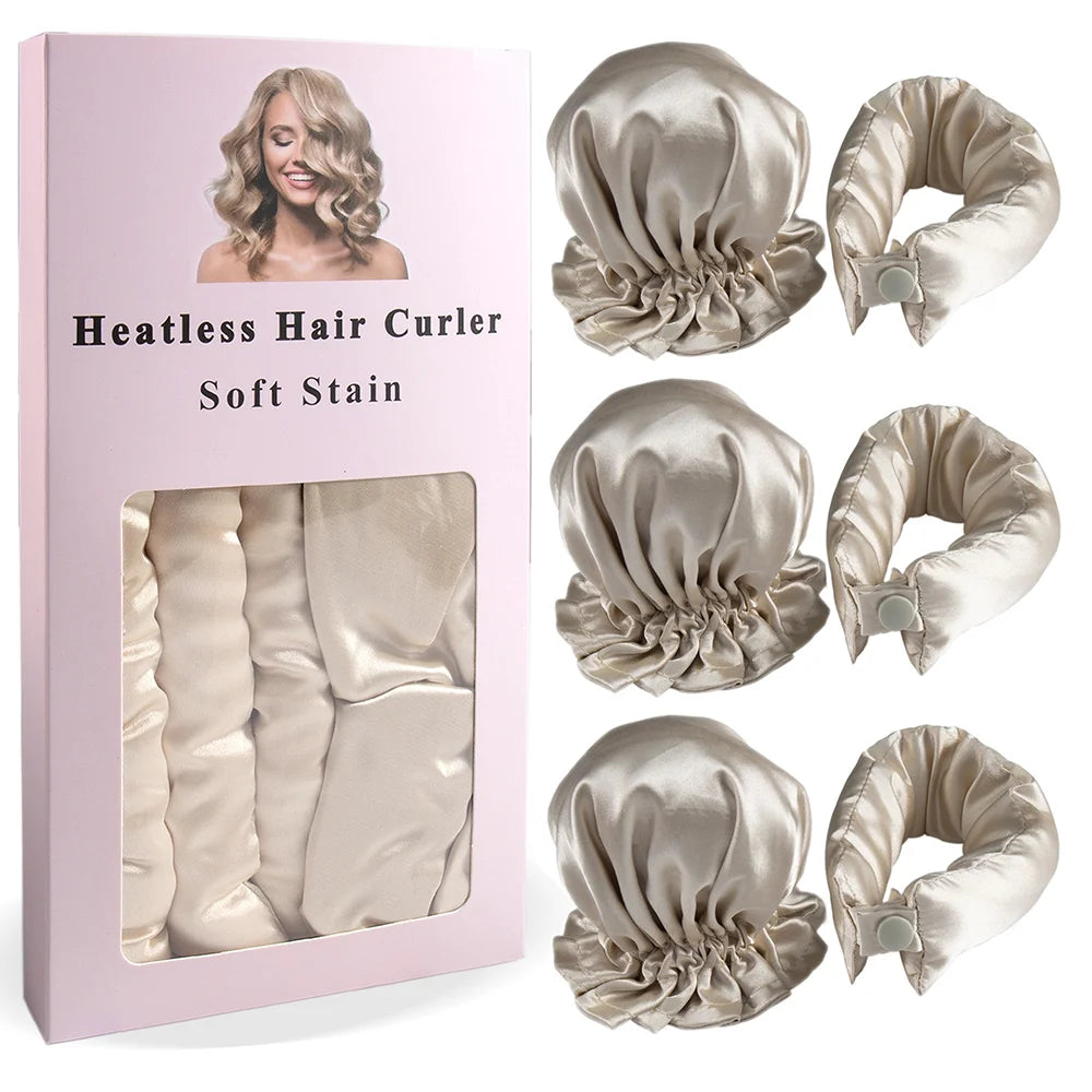Transform Your Hair Overnight with Our 3Pc Satin Heatless Curling Rod Set - Perfect for Long Hair Styling!
