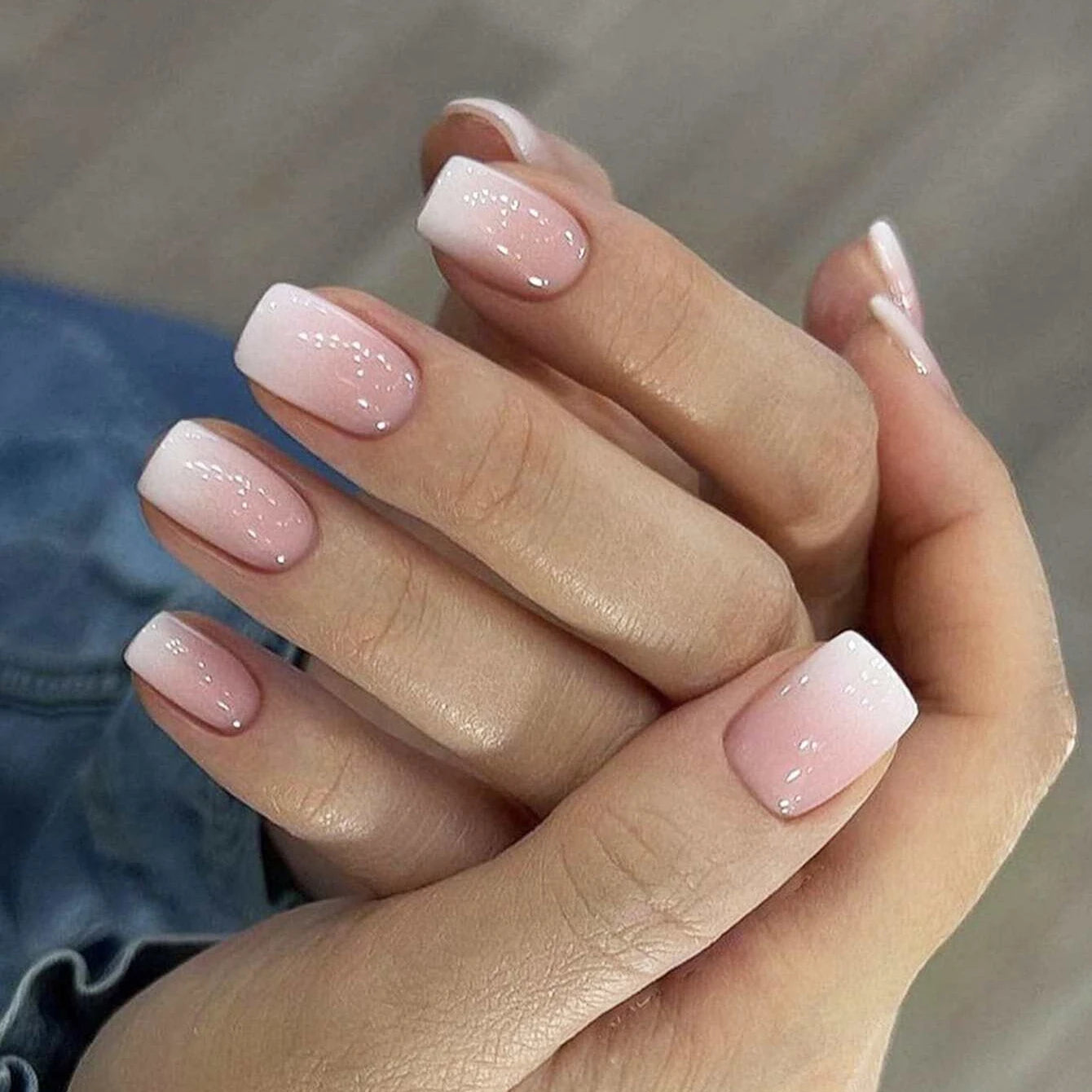 Elevate Your Style with 24Pcs Short Square Fake Nails - Cute Bride Heart White French Tips for Effortless Glam!