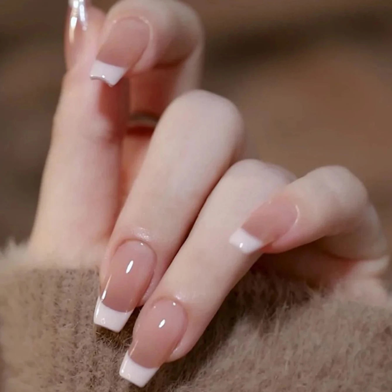Elevate Your Style with 24Pcs Short Square Fake Nails - Cute Bride Heart White French Tips for Effortless Glam!