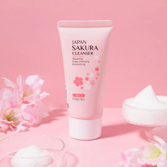 Revitalize Your Skin with LAIKOU Cherry Blossom Cleanser - Gentle Deep Clean for Oily Skin, Brightening & Moisturizing Face Wash