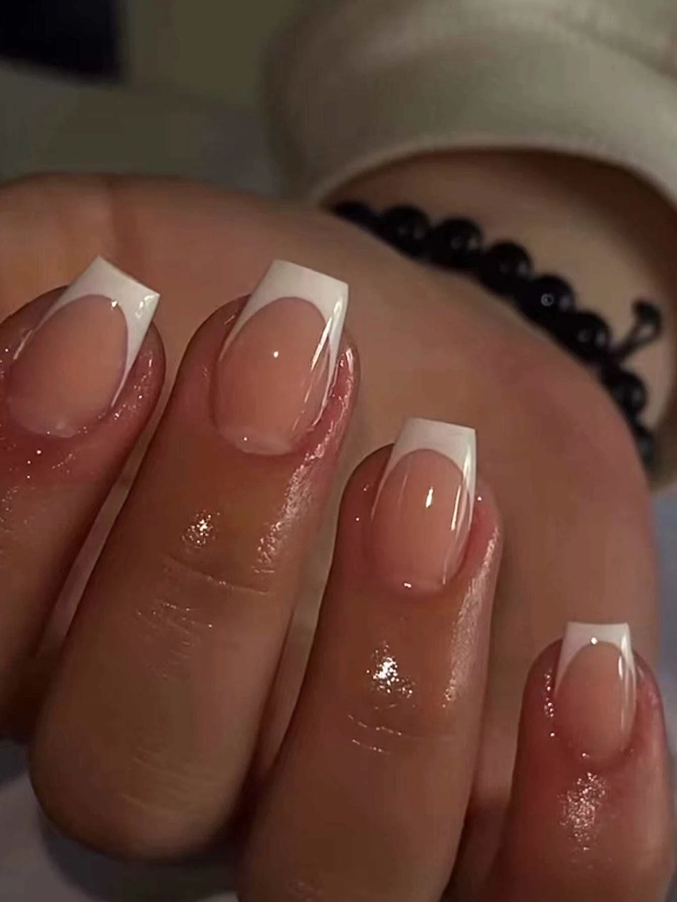 Elevate Your Style with 24Pcs Short Square Fake Nails - Cute Bride Heart White French Tips for Effortless Glam!