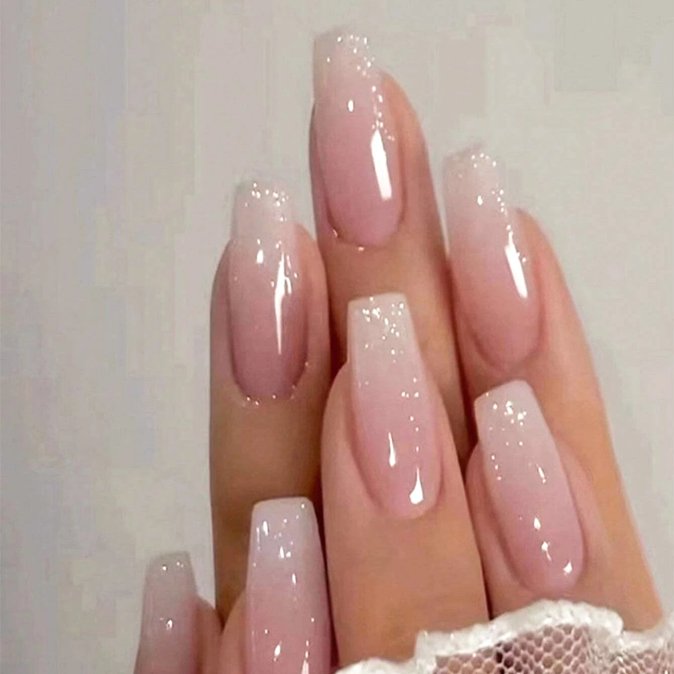 Elevate Your Style with 24Pcs Short Square Fake Nails - Cute Bride Heart White French Tips for Effortless Glam!