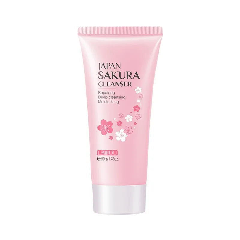 Revitalize Your Skin with LAIKOU Cherry Blossom Cleanser - Gentle Deep Clean for Oily Skin, Brightening & Moisturizing Face Wash