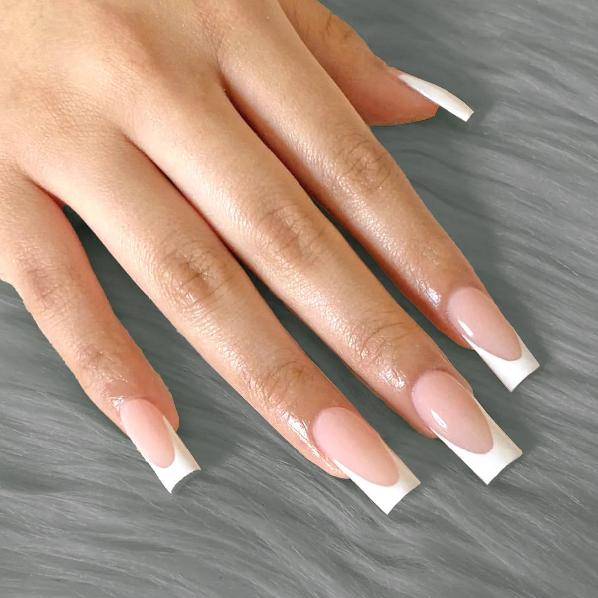 Elevate Your Style with 24Pcs Short Square Fake Nails - Cute Bride Heart White French Tips for Effortless Glam!