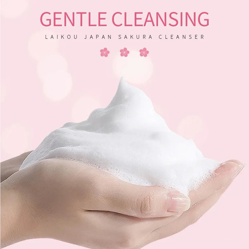 Revitalize Your Skin with LAIKOU Cherry Blossom Cleanser - Gentle Deep Clean for Oily Skin, Brightening & Moisturizing Face Wash
