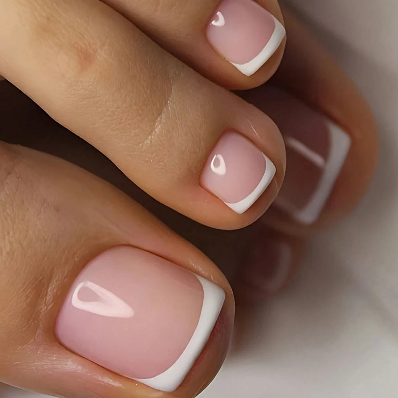 Elevate Your Style with 24Pcs Short Square Fake Nails - Cute Bride Heart White French Tips for Effortless Glam!