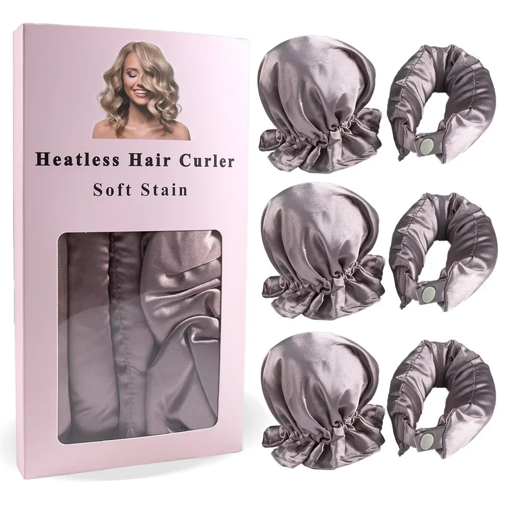 Transform Your Hair Overnight with Our 3Pc Satin Heatless Curling Rod Set - Perfect for Long Hair Styling!