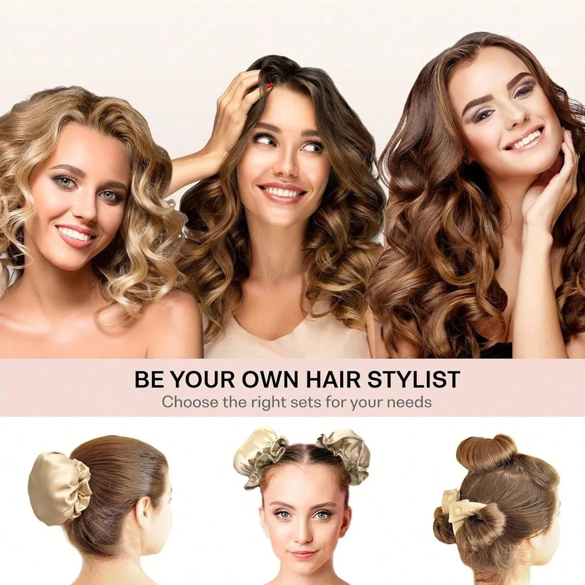 Transform Your Hair Overnight with Our 3Pc Satin Heatless Curling Rod Set - Perfect for Long Hair Styling!