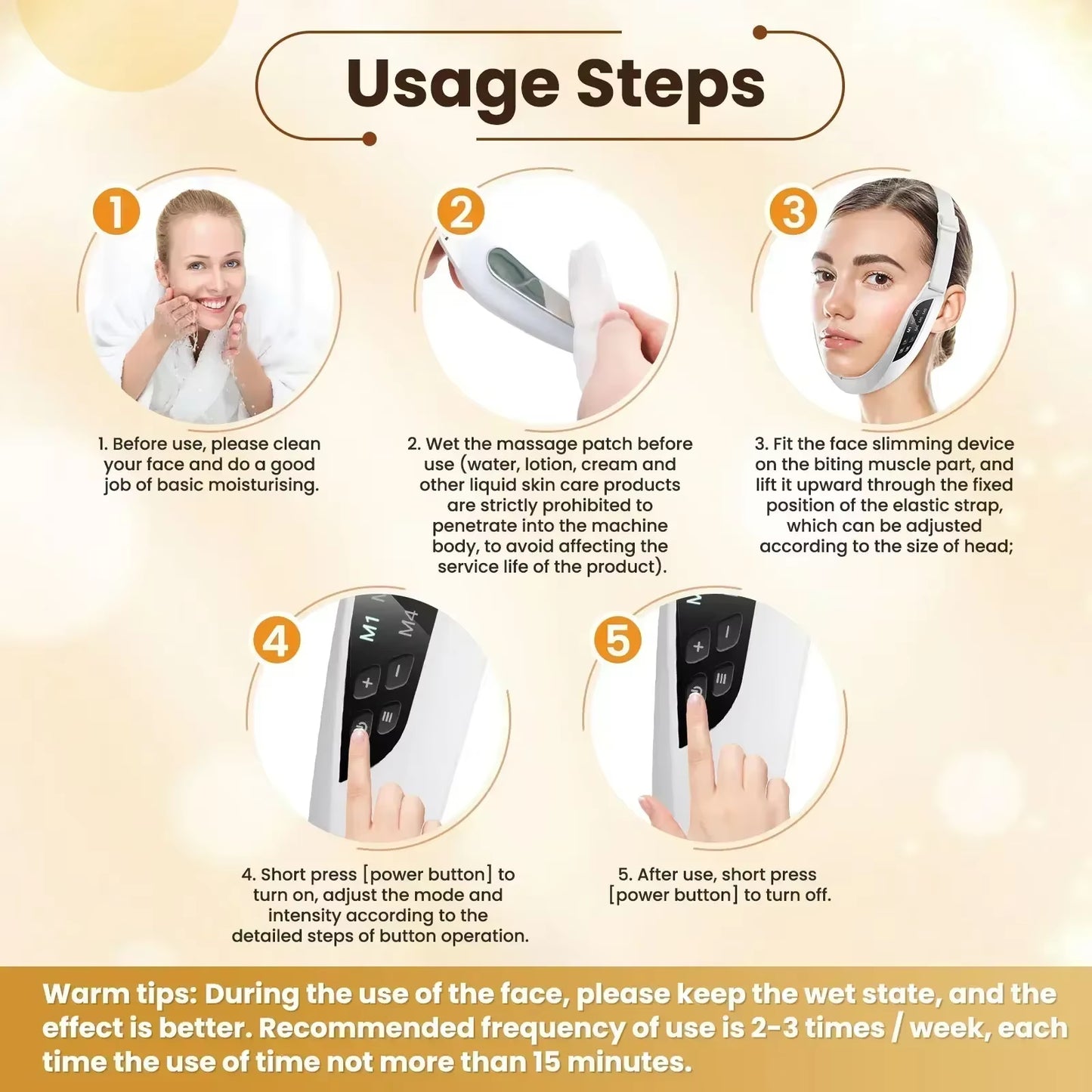 Electric V Face Lifting Beauty Device 6 Modes 8 Levels Facial Firming Massager Double Chin Removal Skin Care Tool