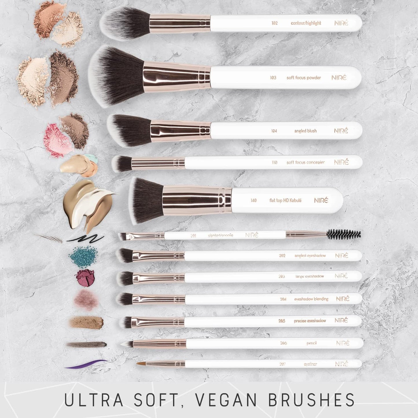 15-Piece Award-Winning Professional Makeup Brush Set - Vegan Brushes with Case, Sponge, Cleaner, and Guide in Gift Box