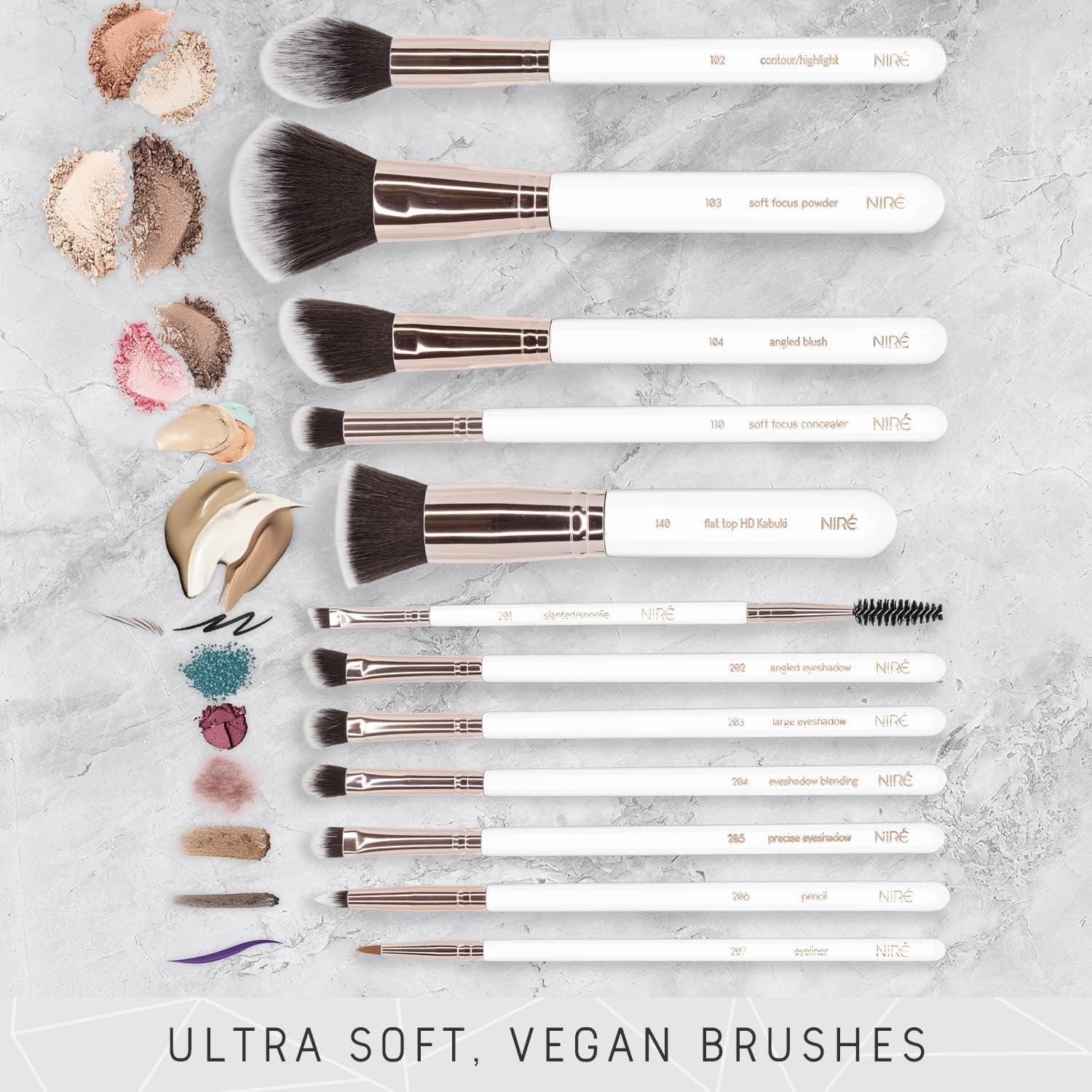 15-Piece Award-Winning Professional Makeup Brush Set - Vegan Brushes with Case, Sponge, Cleaner, and Guide in Gift Box