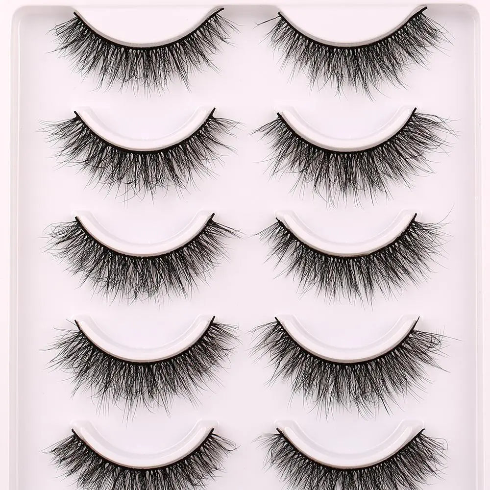 Natural False Eyelashes, 10 Pairs Fluffy Strip Lashes, DIY Faux Eyelash Extensions Kit, Natural Cat Eye Curl, Soft and Curly Fake Lashes for Women, Eye Makeup Cosmetic, DIY Dramatic Lashes