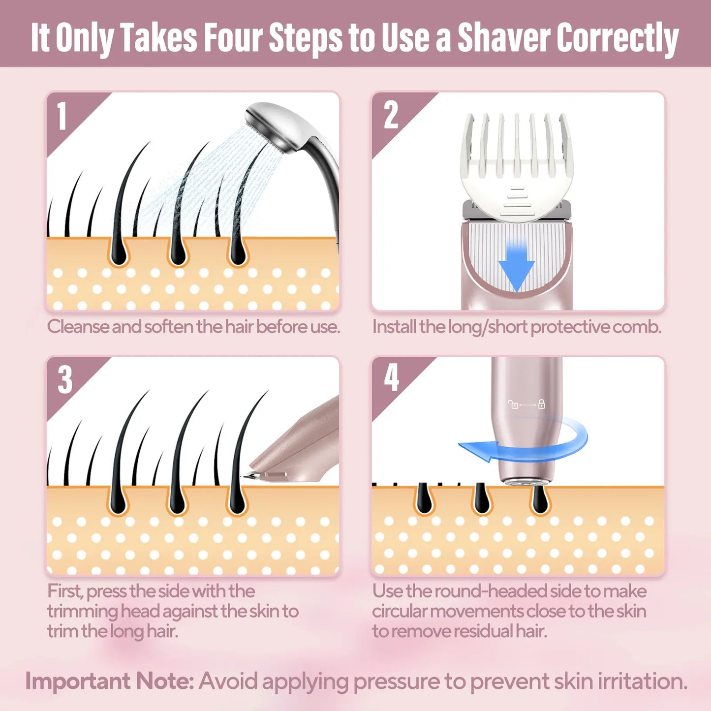 Akunbem Bikini Trimmer for Women, Electric Shaver and Razor Rechargeable 2-In-1 Body and Facial Epilator, Dual Heads for Painless Trimming of Pubic Hair, Face, Underarms and Legs, IPX7 Waterproof. Christmas Gift New Year Gift Shaving Grooming Tiktokshopba