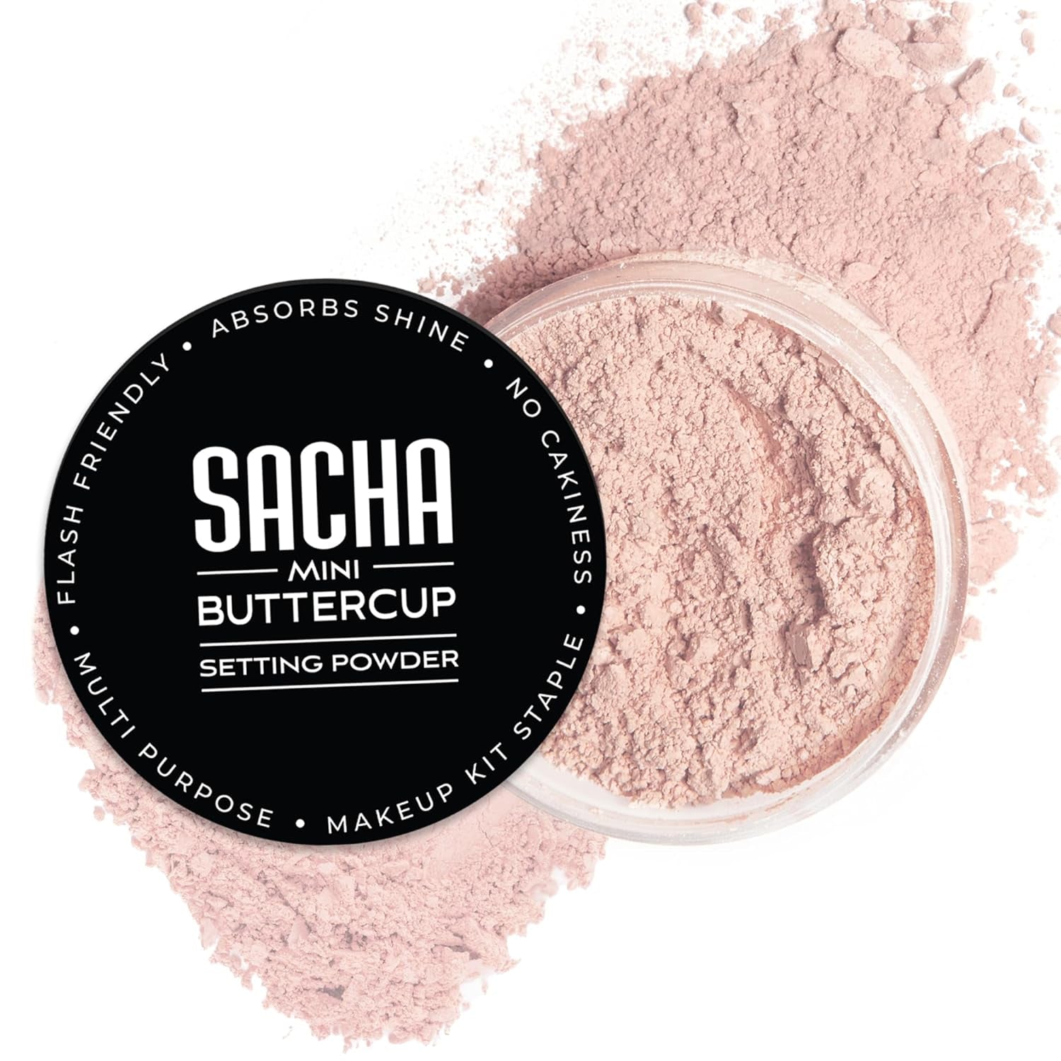 Sacha Buttercup Setting Powder for Medium to Deep Skin Tones – Translucent Loose Face Powder, Flashback-Resistant, Oil Control, Long-Wear Matte Finish (1.75 Oz)