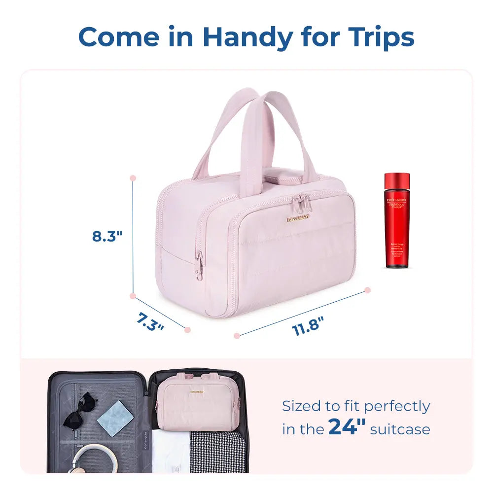BAGSMART Crush 4-In-1 Puffy Multi-Functional Travel Toiletry Bag for Women Large Capacity Organizer with Handle for Accessories Essentials Toiletries Makeup Organizer Storage Bag Brush Pouch Travel Essentials Tiktokshopsummersale Tiktokshopbacktoschool