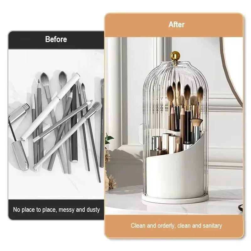 Makeup Brush Holder 360° Rotating Desktop Makeup Organizer Lipstick Eyebrow Pencil Containe