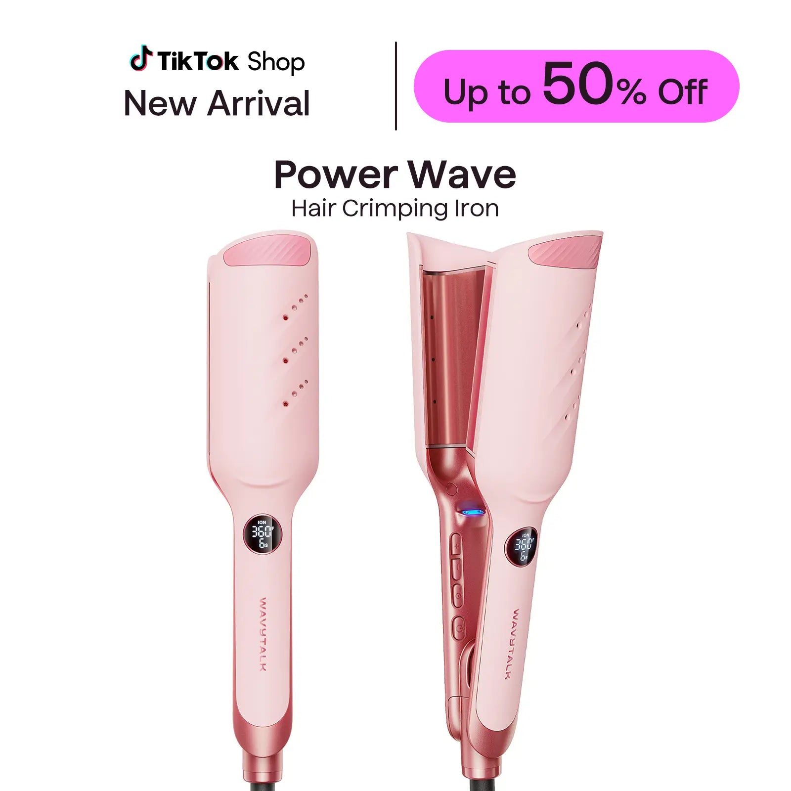 Wavytalk Waver Crimper Hair Tool - Ionic Hair Crimper Iron, Curling Irons for Beach Waves, Dual Voltage, Lightweight, Frizz & Damage Reduction, Travel-Friendly Personal Care Appliance, Hair Tools