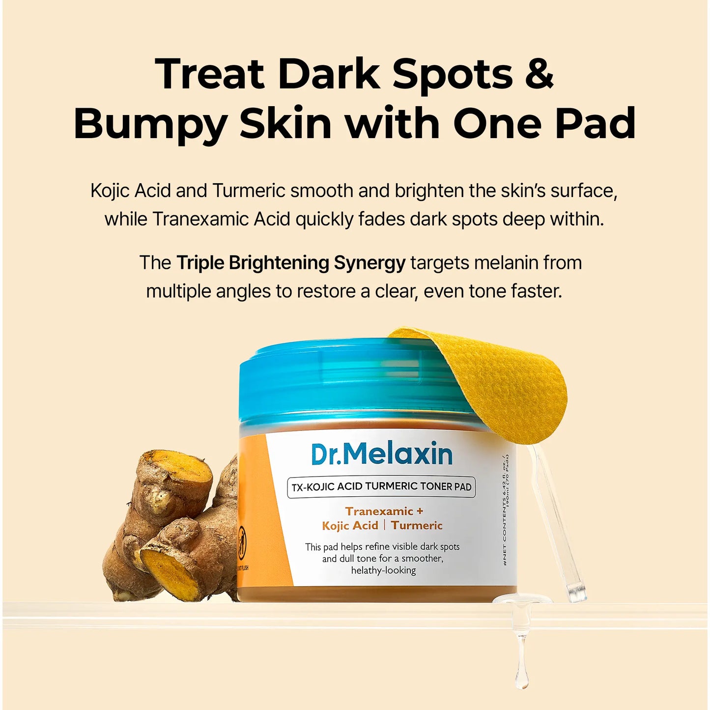 [Dr.Melaxin Official] Kojic Acid Turmeric TX Toner Pad 70Pads, Dark Spot & Pigmentation Care for Uneven Skin Tone