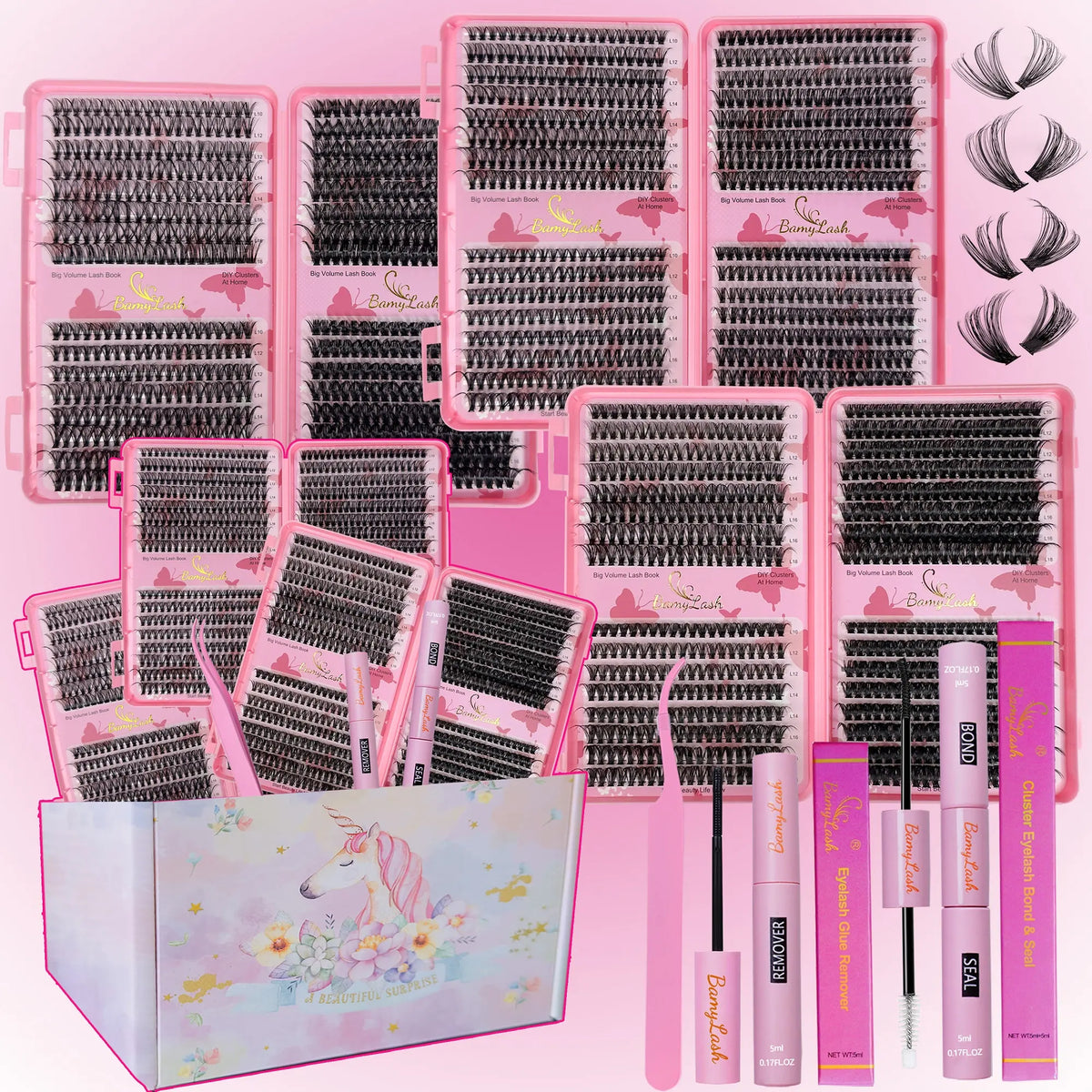 1920Pcs Mixed Styles Lash Clusters Kit (4 Boxes, 30D-60D, 10-18Mm Wispy), Portable Makeup Bag Kit with Lash Bond and Seal, Natural Studio Effect Individual Eyelashes Extensions